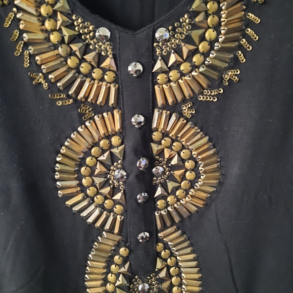 Gold Beaded Black Top - Picture 3 of 4